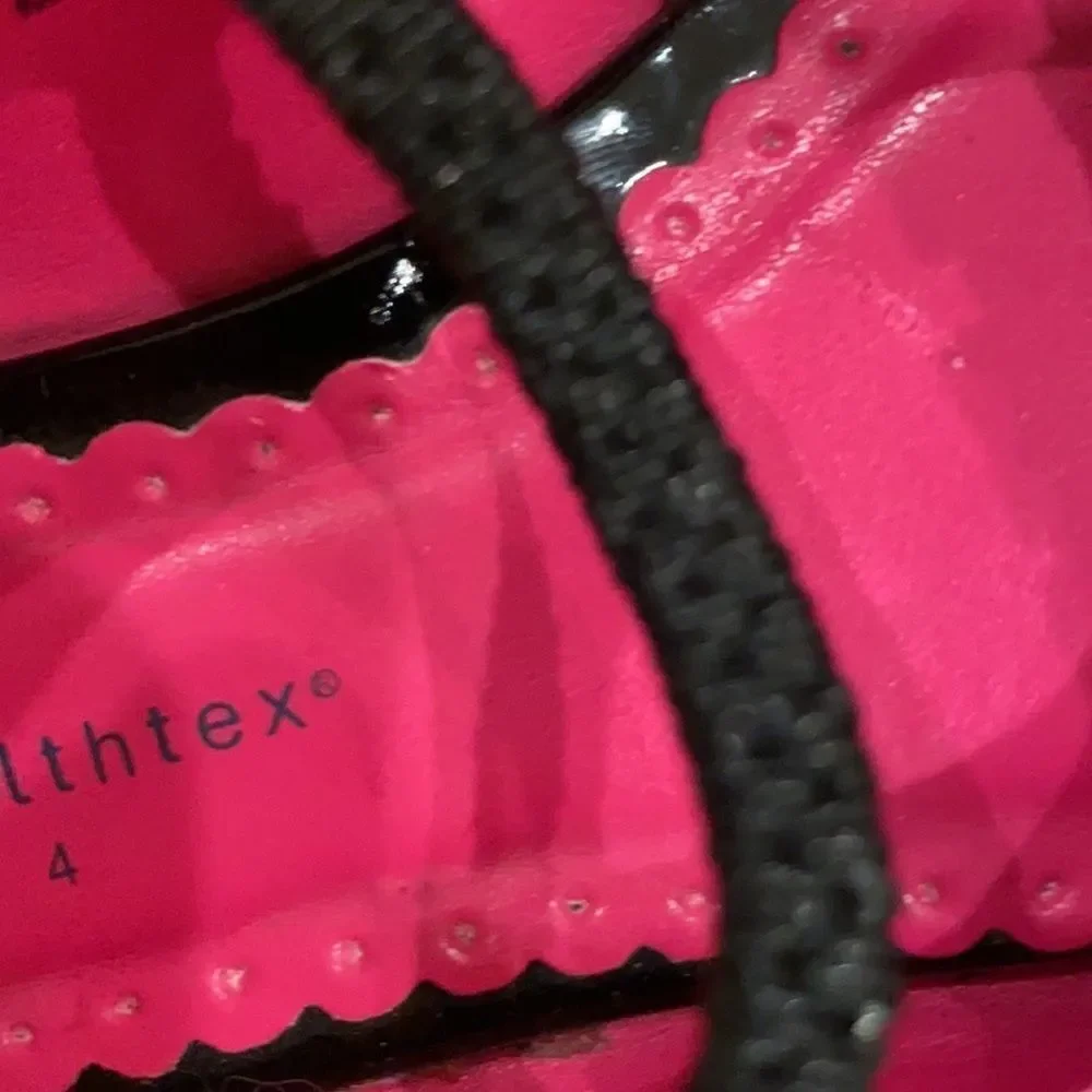 Healthex Dress Shoe Toddler black patent leather slip on jeweled Size 4